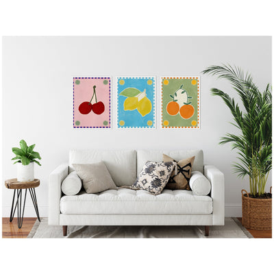 Sylvie Lush Duo 1 Cherry Lemon and Orange Framed Canvas Art Set by Shatha Al Dafai