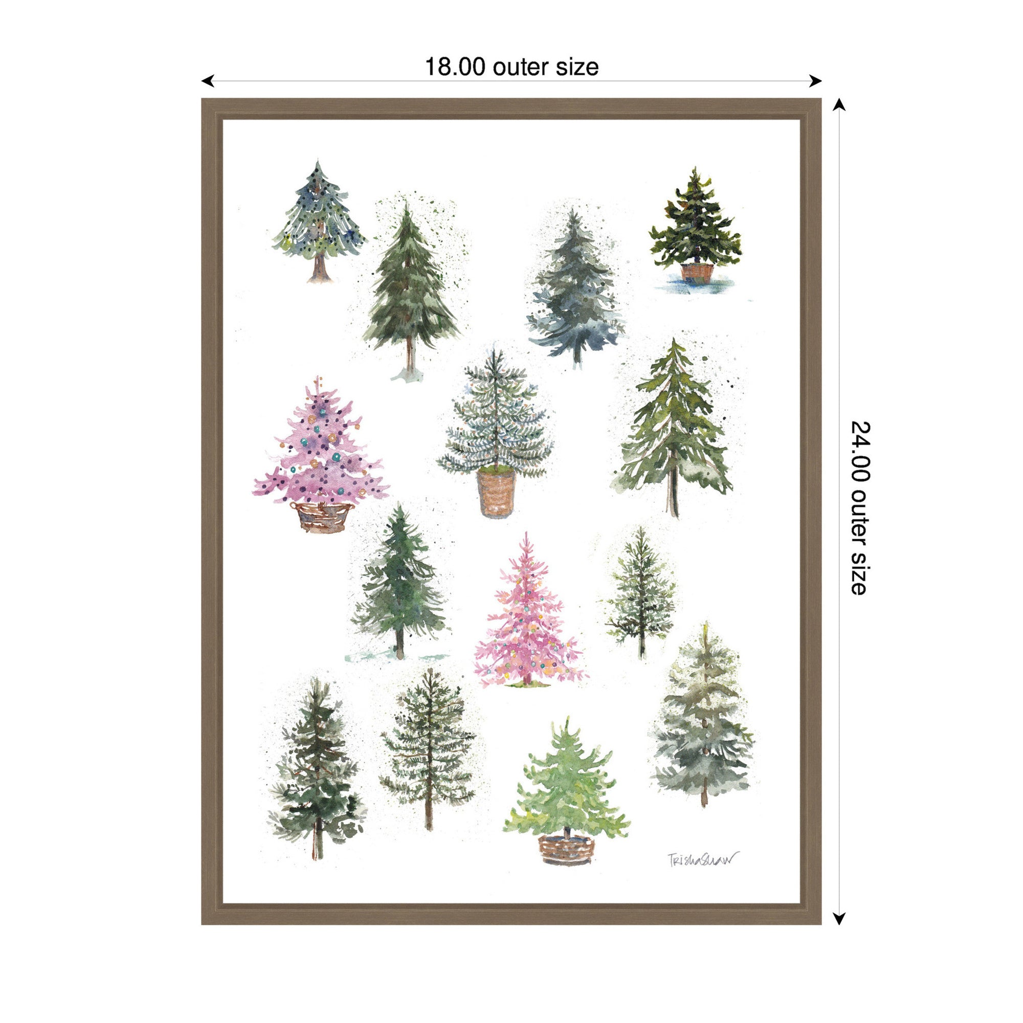 Sylvie Framed Canvas 12 Tiny Holiday Trees by Patricia Shaw
