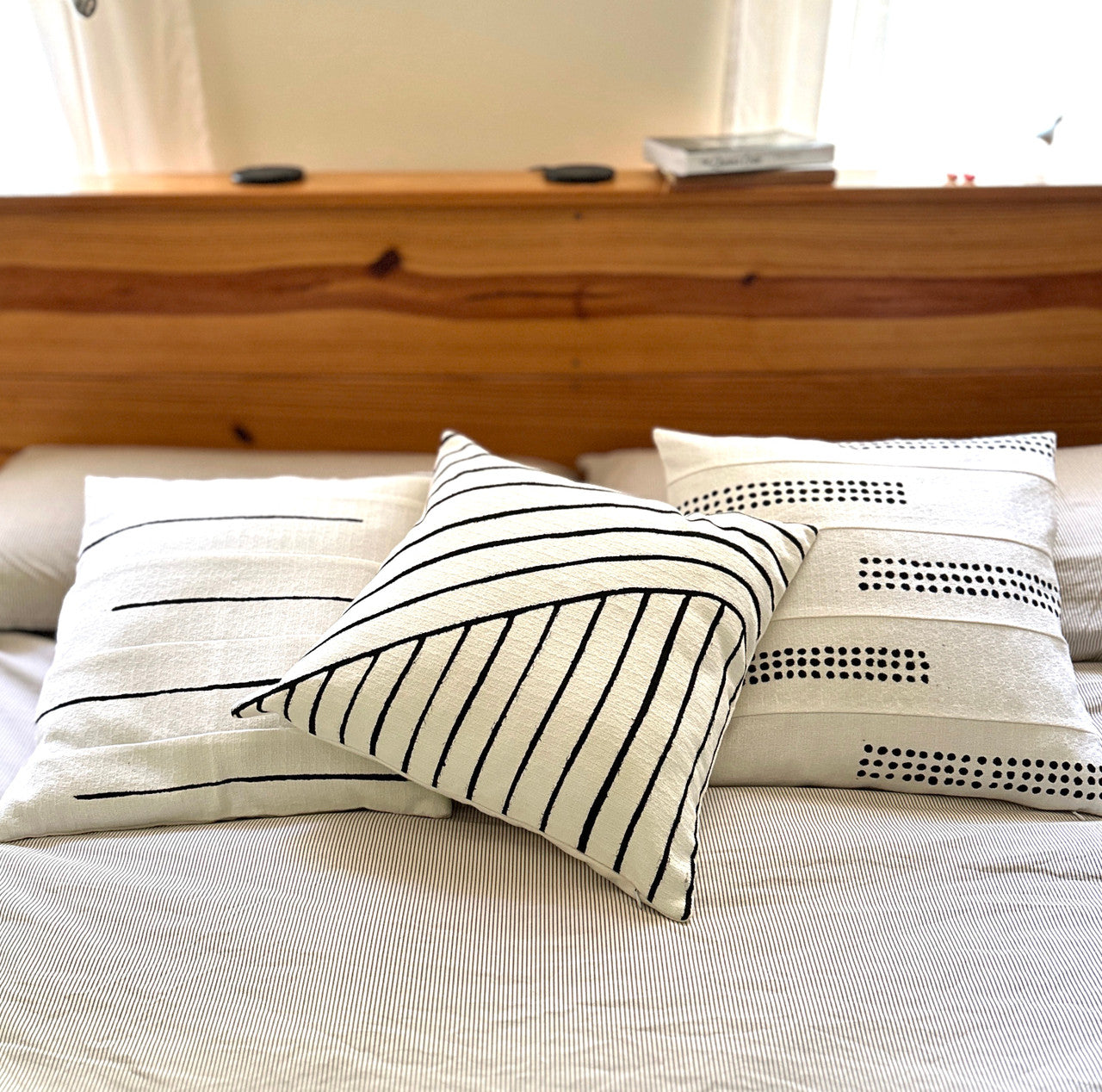 Crossing Lines White Sadza Pillow by Mbare Ltd - product image 3 for Resin Society
