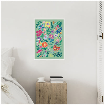 Sylvie Wild flowers and Butterflies Framed Canvas by Rachel Lee