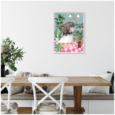 Sylvie Maximalist Bathroom Elephant Bubblegum Framed Canvas by Honey Island Studio