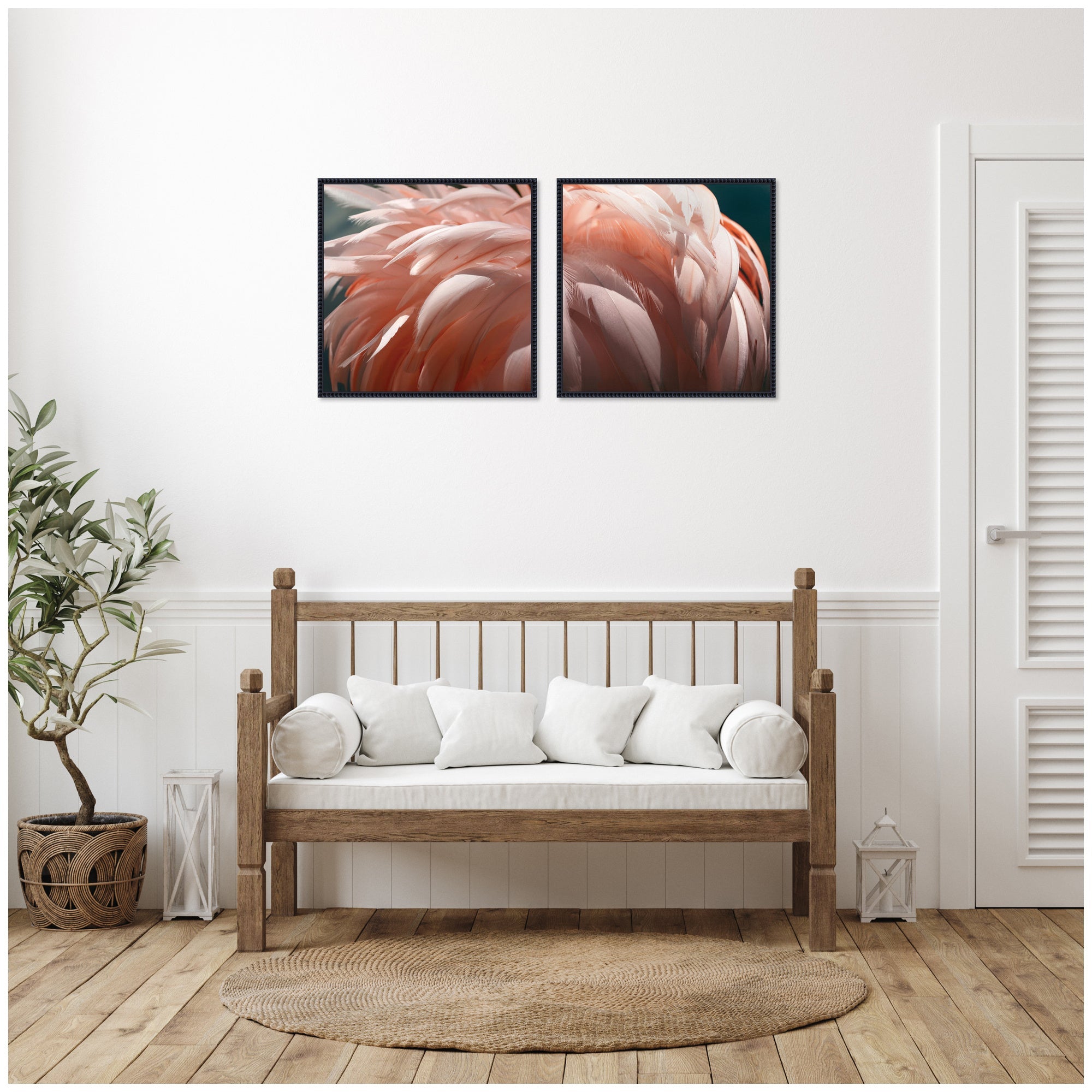 Flamingo 2 Piece Framed Canvas Wall Art Set by Alicia Bock