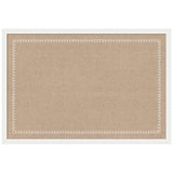 Rectangular beige fabric pinboard with a white scalloped edge frame and a decorative white scalloped-pattern border near the inner edge.