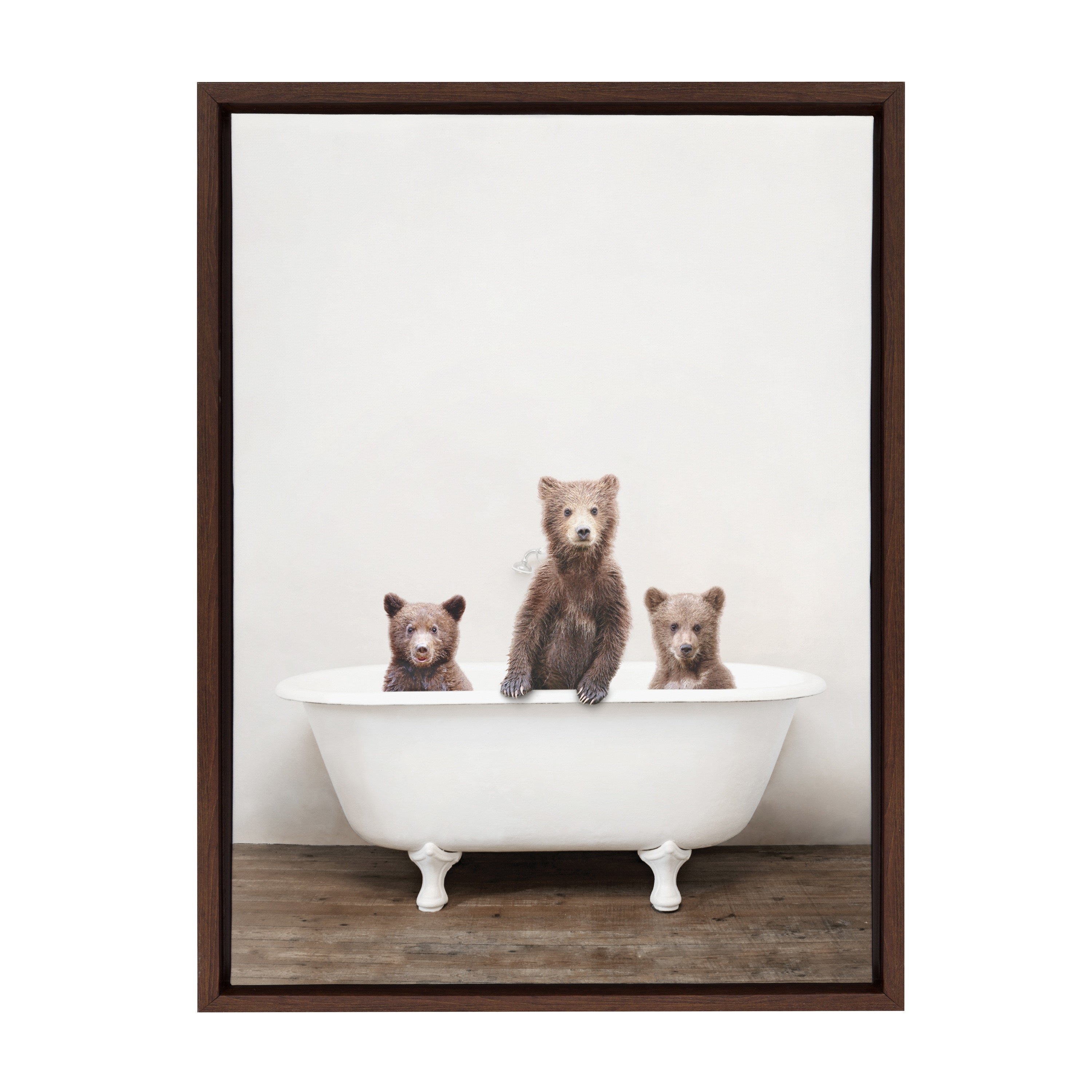 Sylvie Three Little Bears in Vintage Bathtub Framed Canvas
