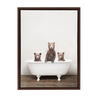 Sylvie Three Little Bears in Vintage Bathtub Framed Canvas