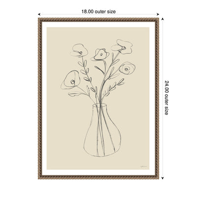 Floral Vase by Gabrielly Guedes Framed Canvas Wall Art Print
