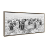 Sylvie Herd of Highland Cows Black and White Framed Canvas by The