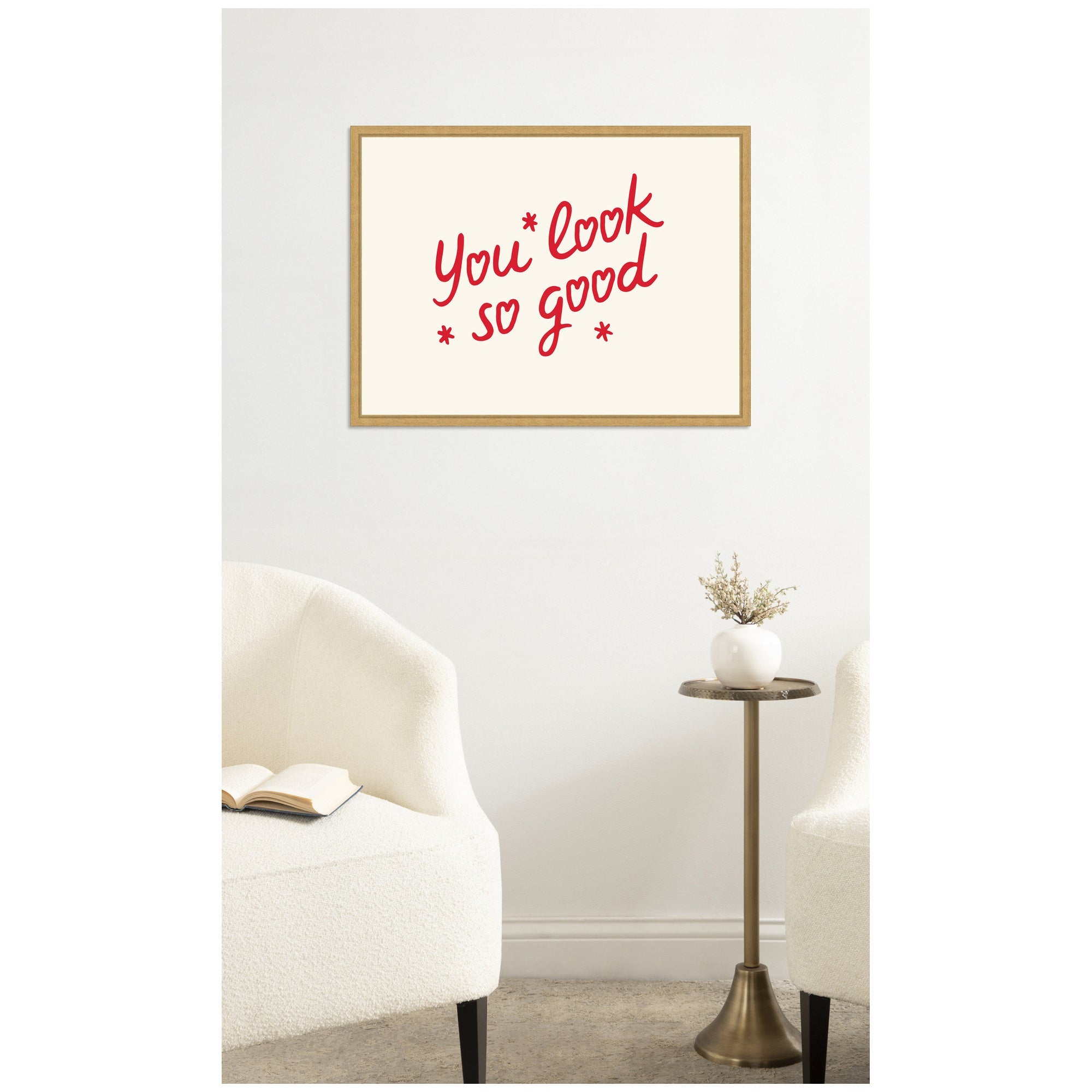 You Look So Good Red Motivational Typography by Lucky Guava Framed Canvas Wall Art Print