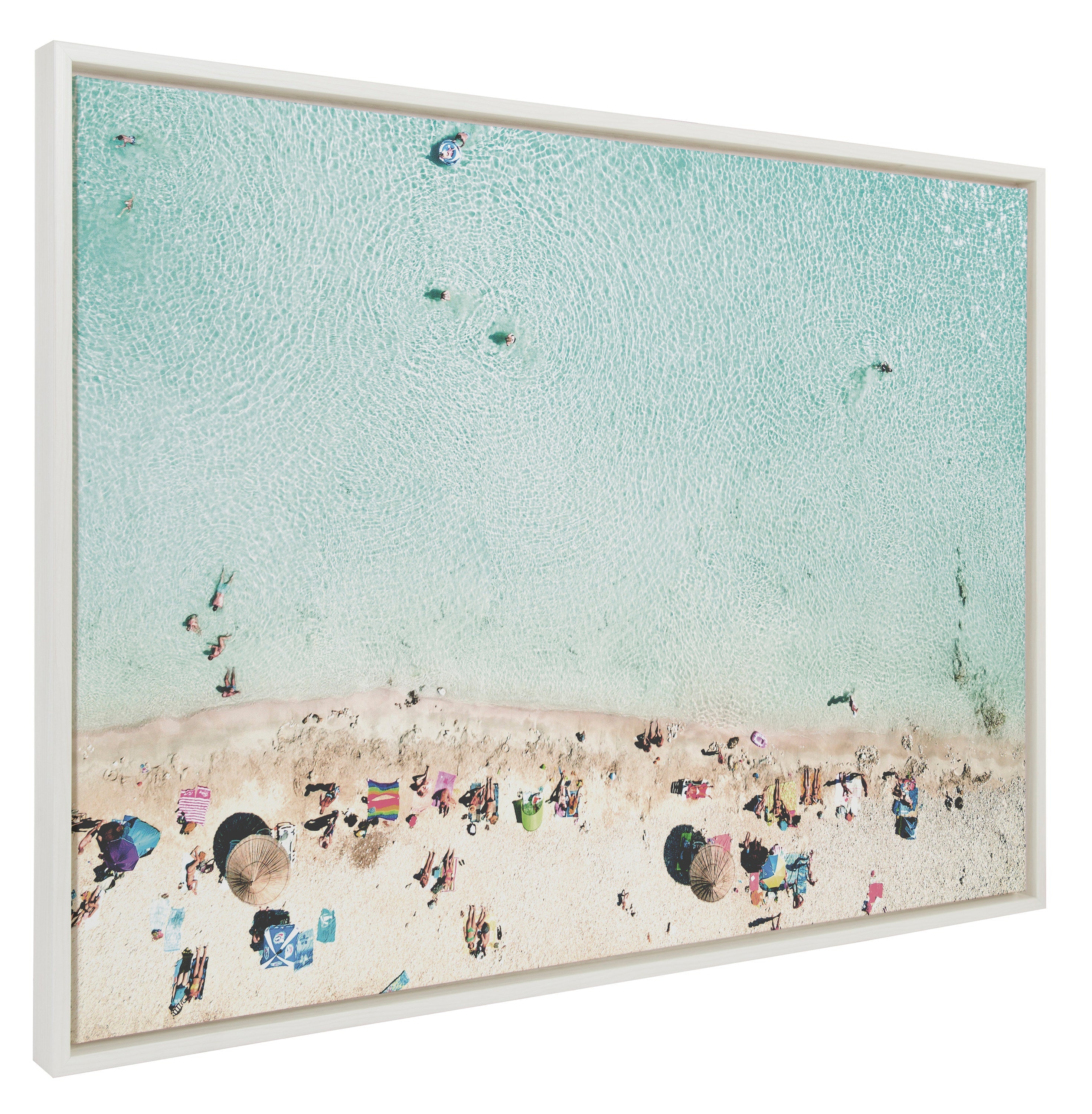 Sylvie Turquoise Beach from Above Framed Canvas