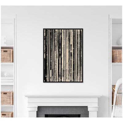 33 RPM Black and White by Robert Cadloff Framed Canvas Wall Art Print