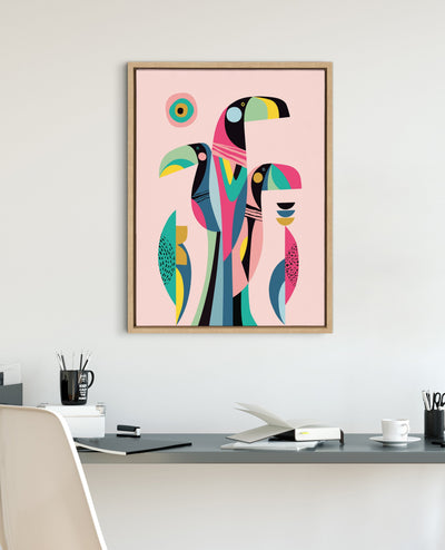 Sylvie Mid Century Modern Tropical Toucan Framed Canvas by kateandlaurel - product image 14 for Resin Society