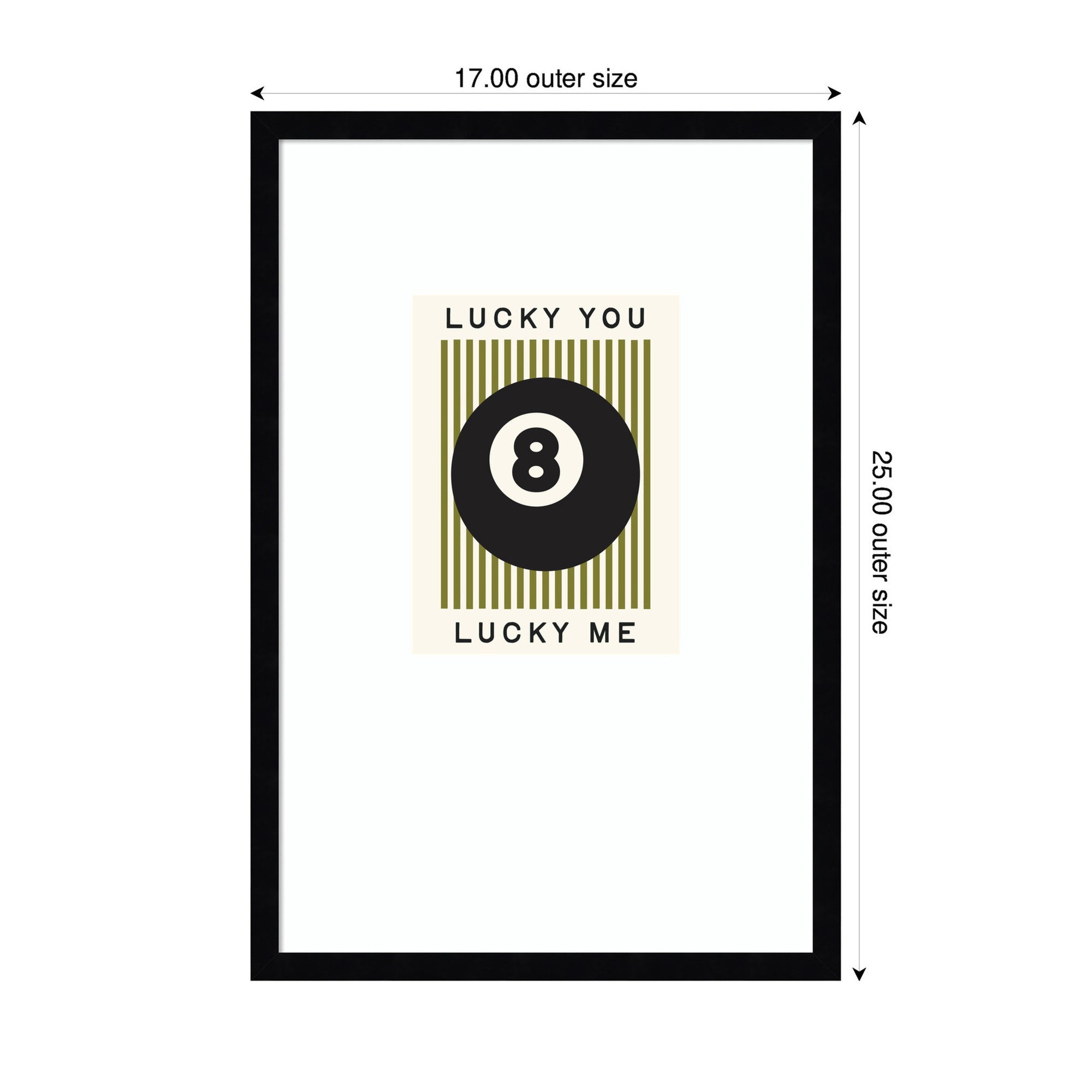Lucky You Lucky Me Green Striped 8 Ball Print, Framed Wall Art by Lucky Guava