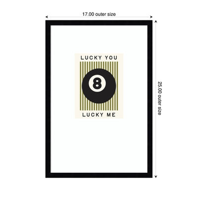 Lucky You Lucky Me Green Striped 8 Ball Print, Framed Wall Art by Lucky Guava