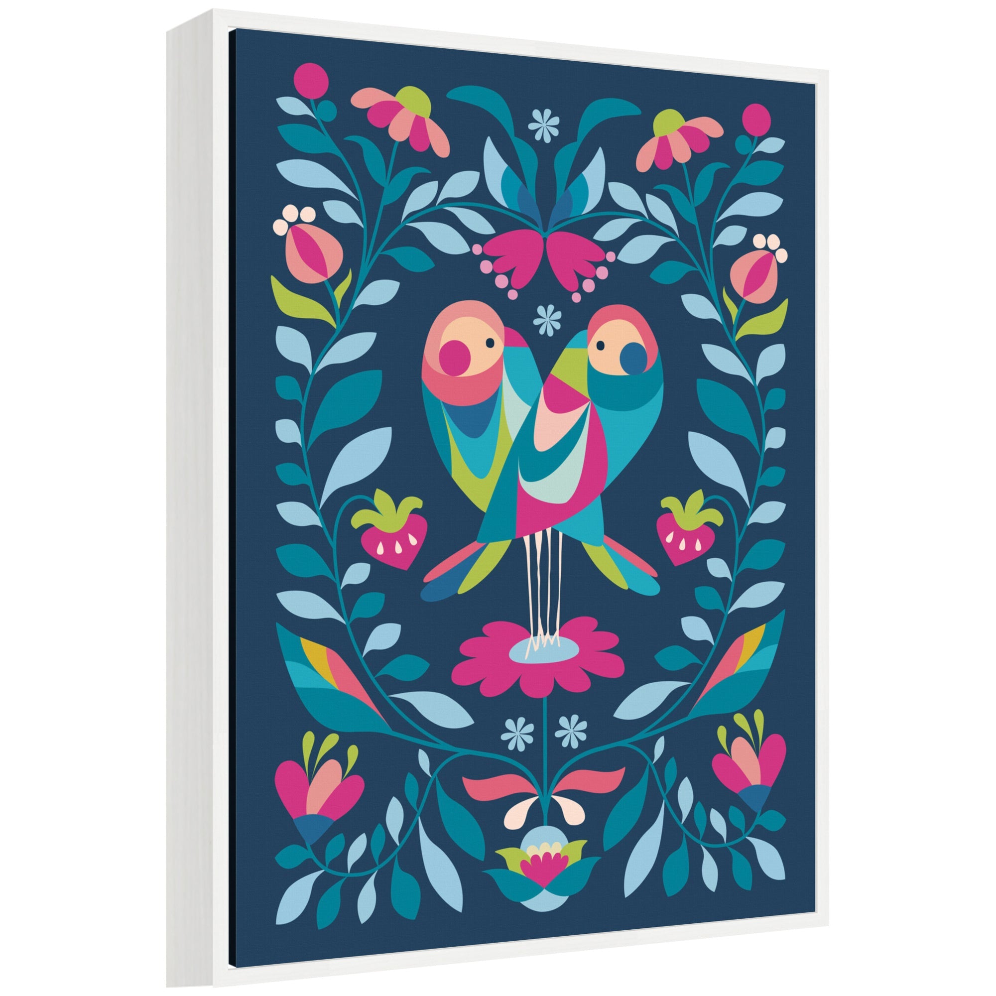 Sylvie Love Birds Framed Canvas by Rachel Lee
