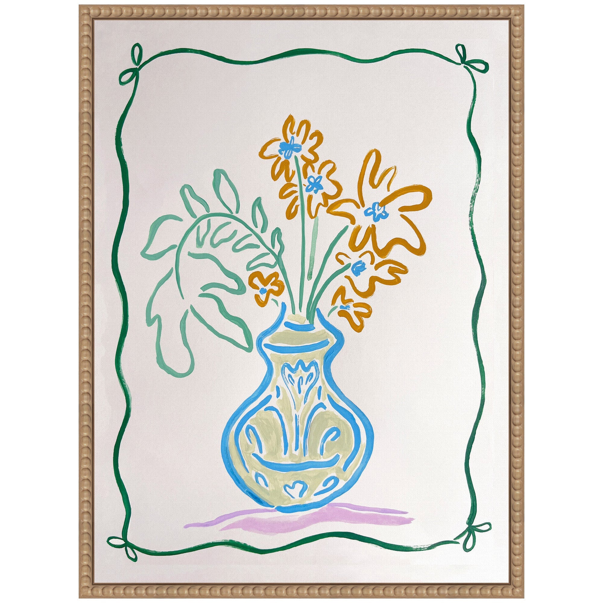 Sylvie June Blooms Bow Border Framed Canvas by Kate Aurelia Holloway