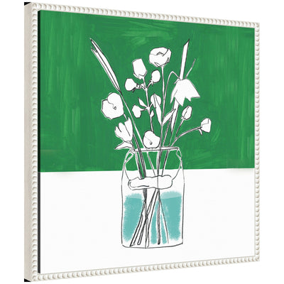 Sylvie Minimalist Floral Vase with Green Framed Canvas by kateandlaurel - main product image for Resin Society