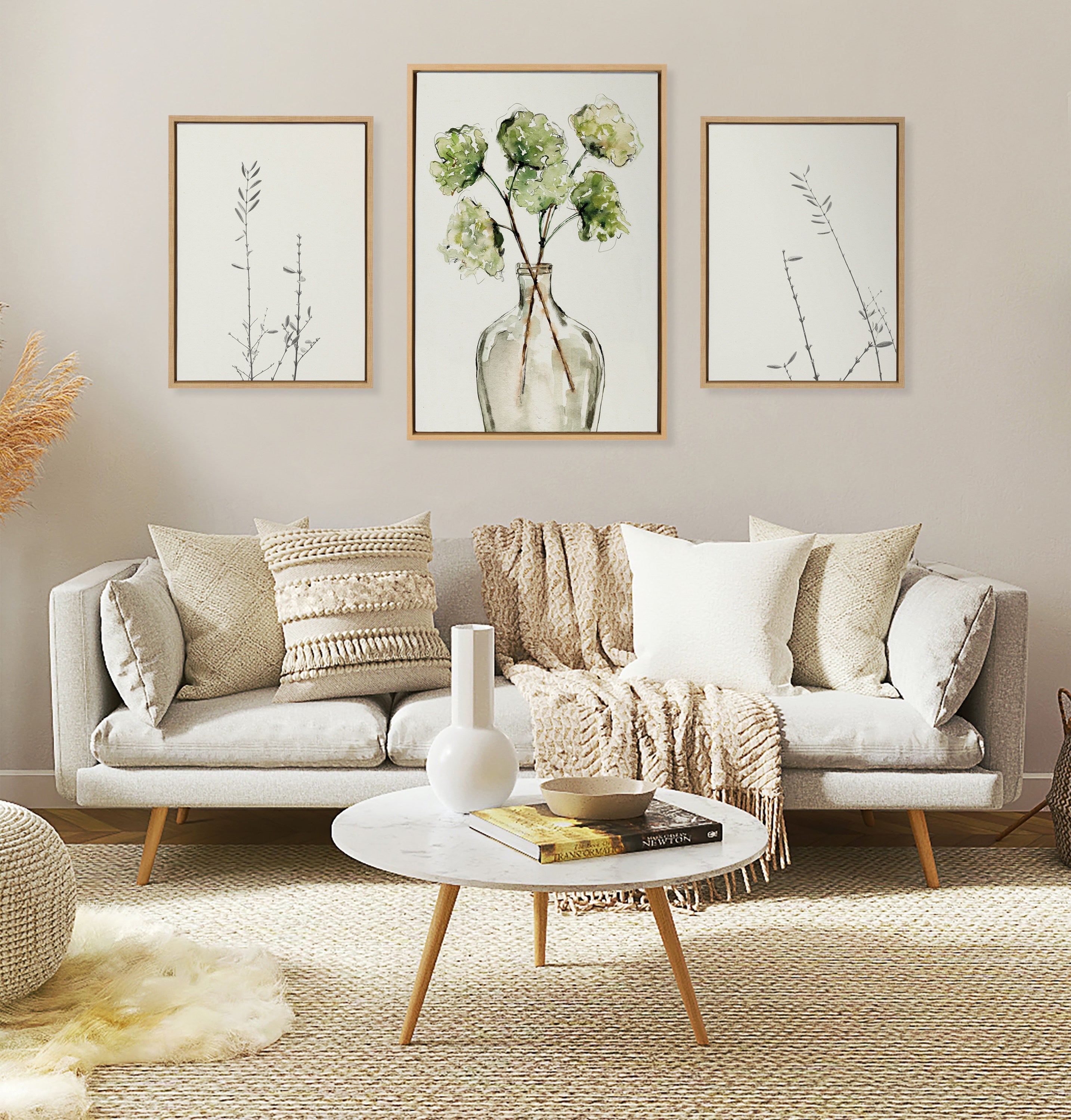 Sylvie Greenery Vase Framed Canvas
