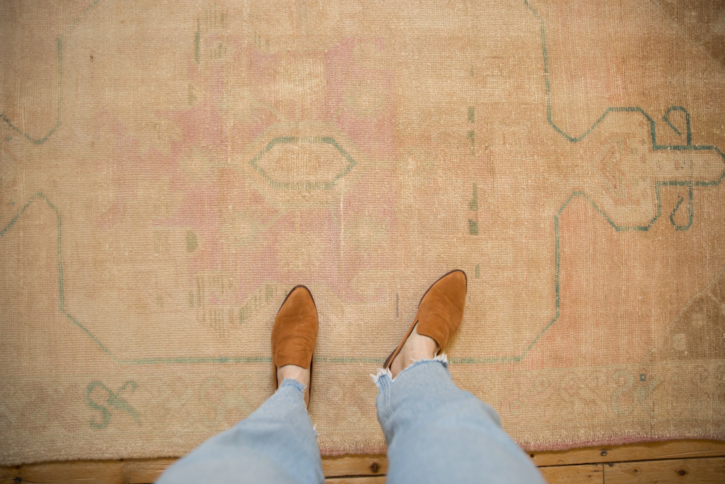 4x9.5 Vintage Distressed Oushak Rug Runner by Old New House® - product image 2 for Resin Society