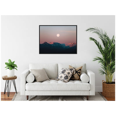 Sylvie Panoramic Pastel Moonrise over Icelandic Mountains Framed Canvas by Michael Schauer