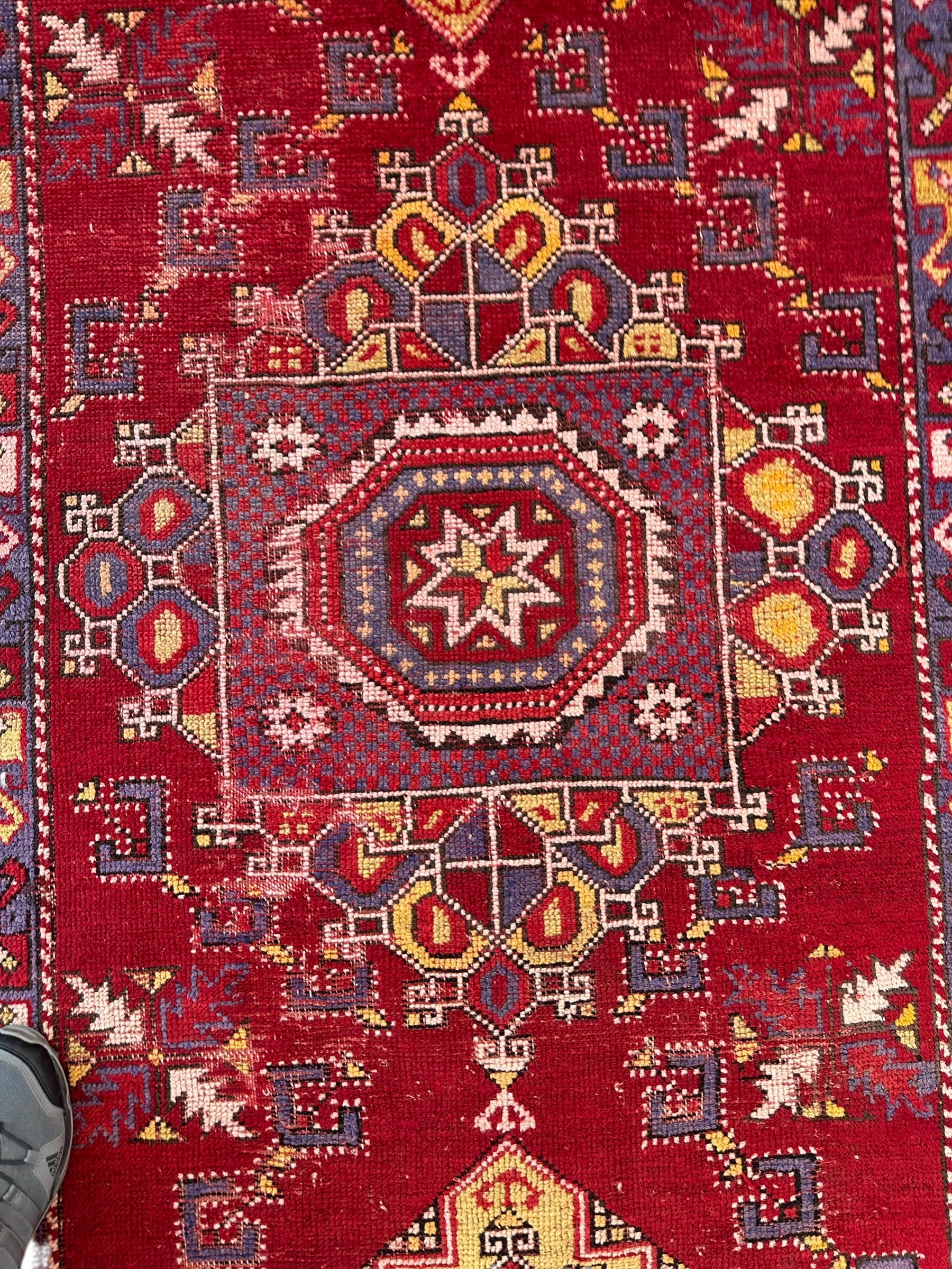 Dezgiri Anatolian Tribal Wool Rug – 5’x8’– Hand-Knotted Red Medallion by Rugistan - product image 2 for Resin Society