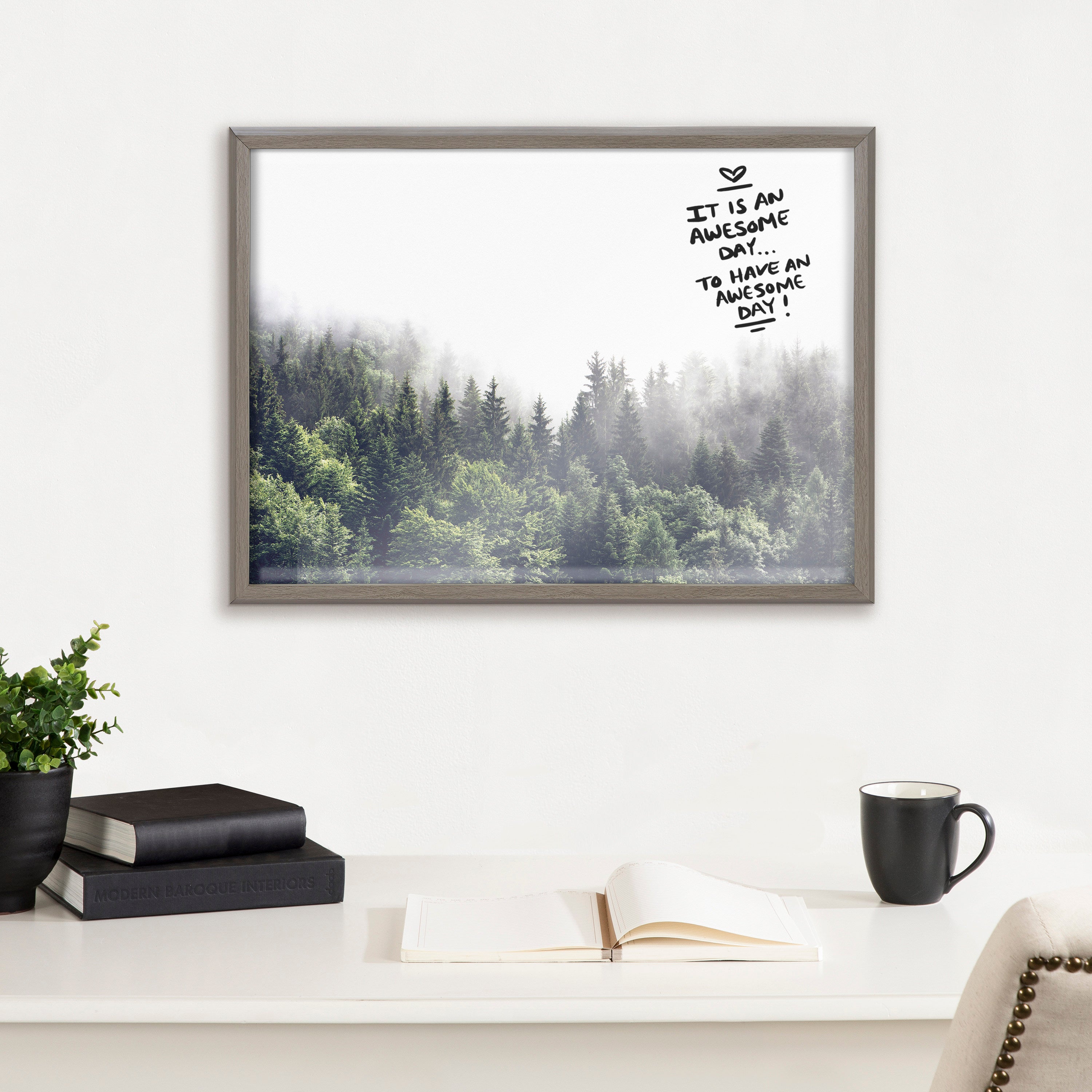 Blake Lush Green Forest on a Foggy Day Framed Printed Glass by kateandlaurel - product image 19 for Resin Society