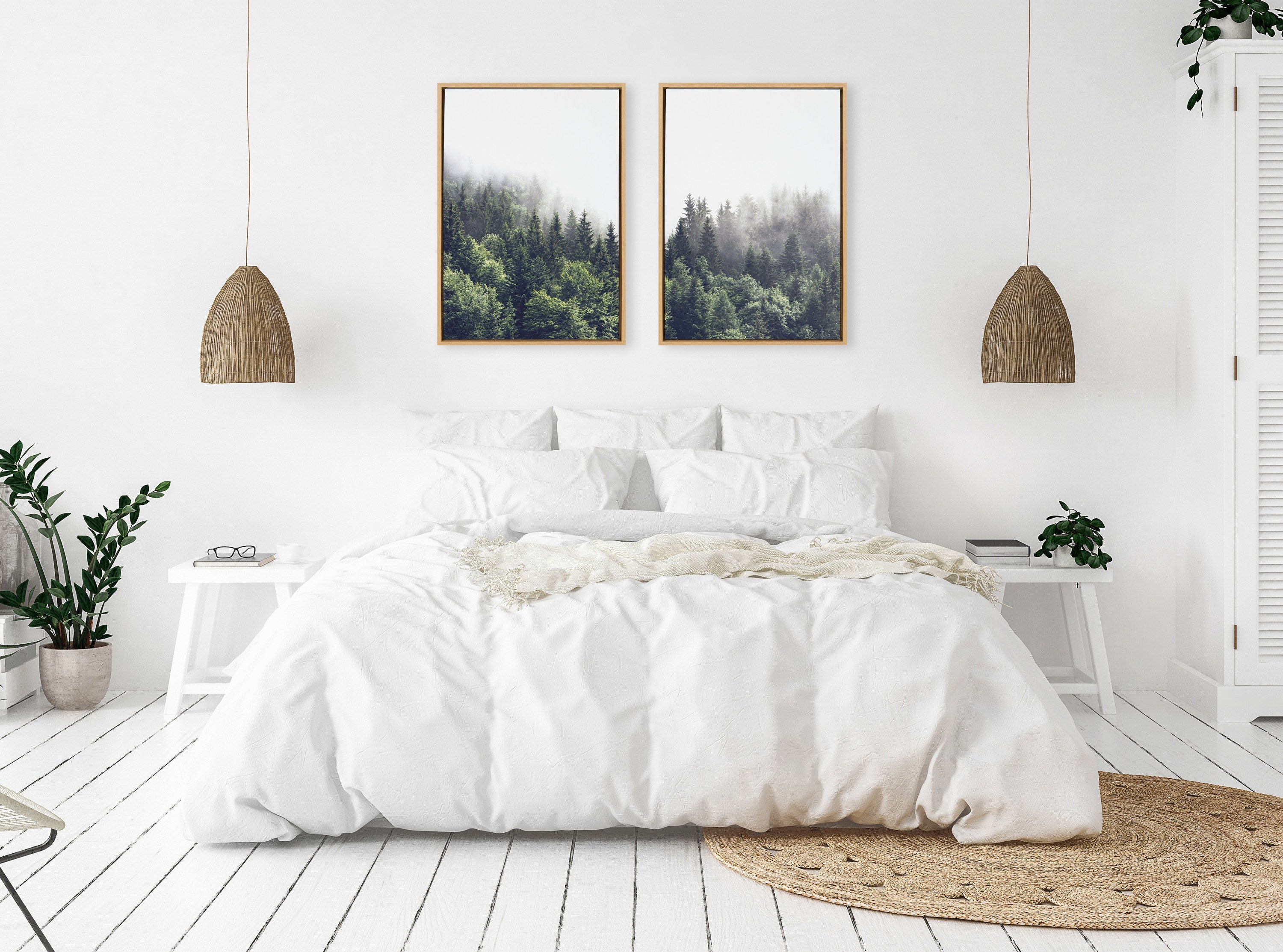 Sylvie Lush Green Forest on a Foggy Day Framed Canvas Set by The