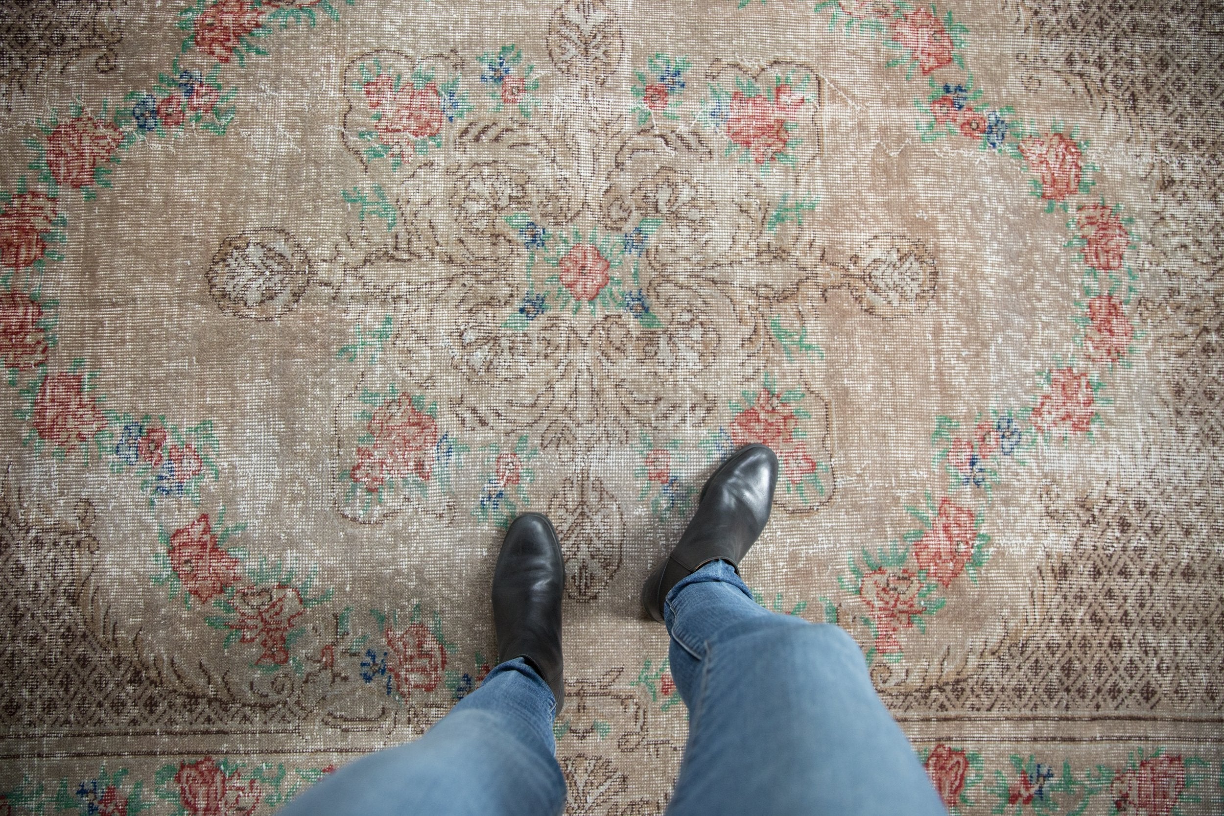 5.5x9.5 Vintage Distressed Overdyed Oushak Carpet