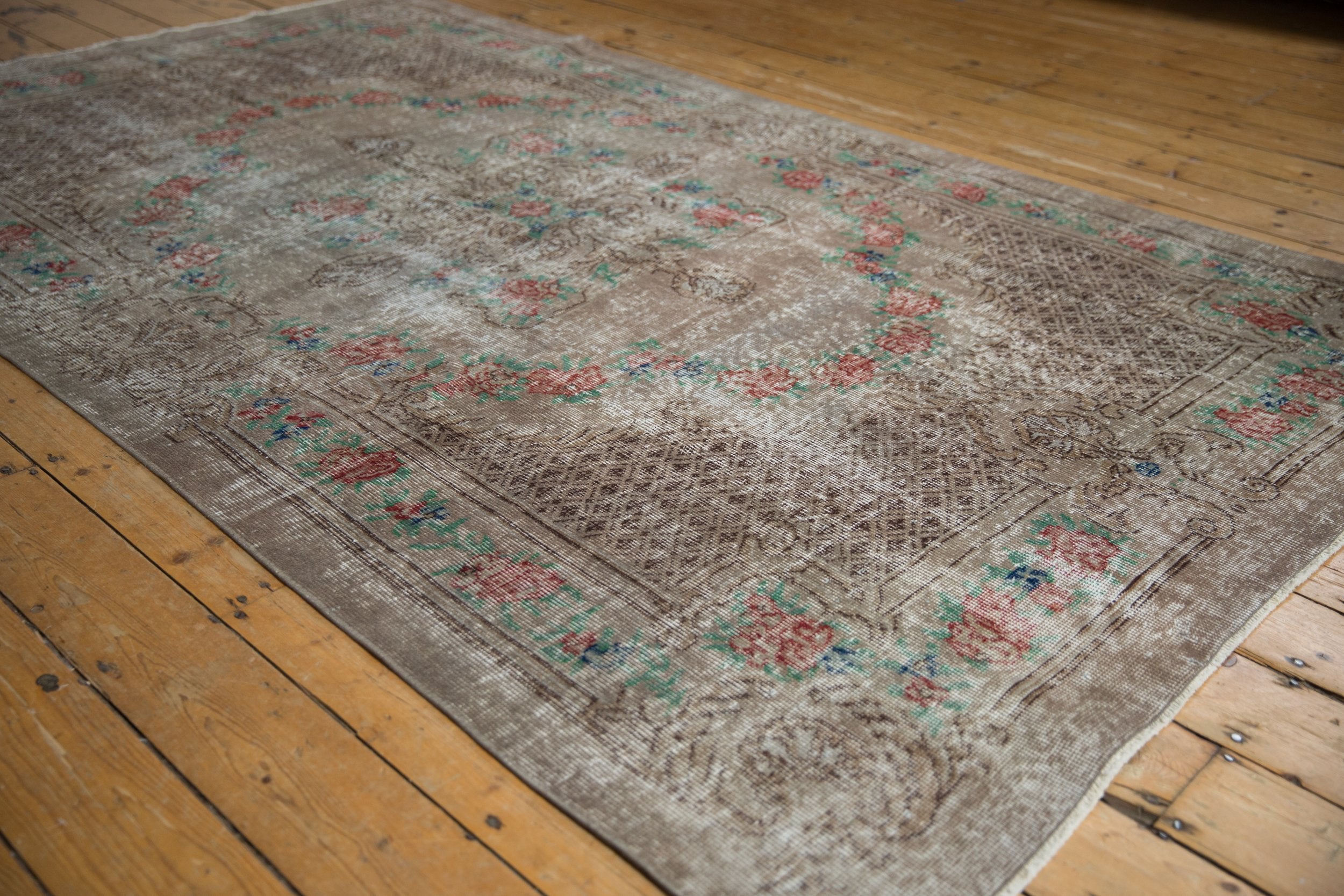 5.5x9.5 Vintage Distressed Overdyed Oushak Carpet
