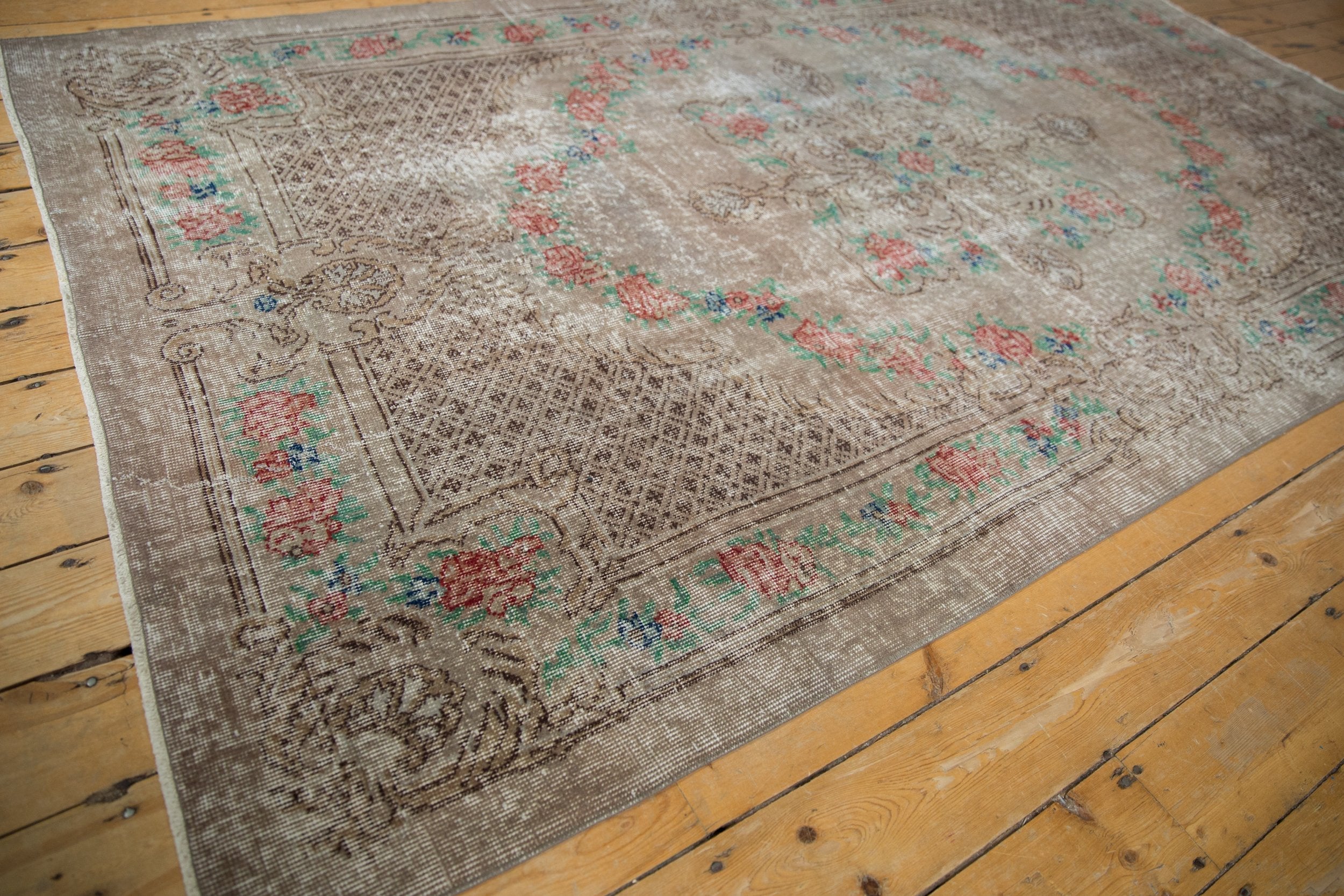 5.5x9.5 Vintage Distressed Overdyed Oushak Carpet