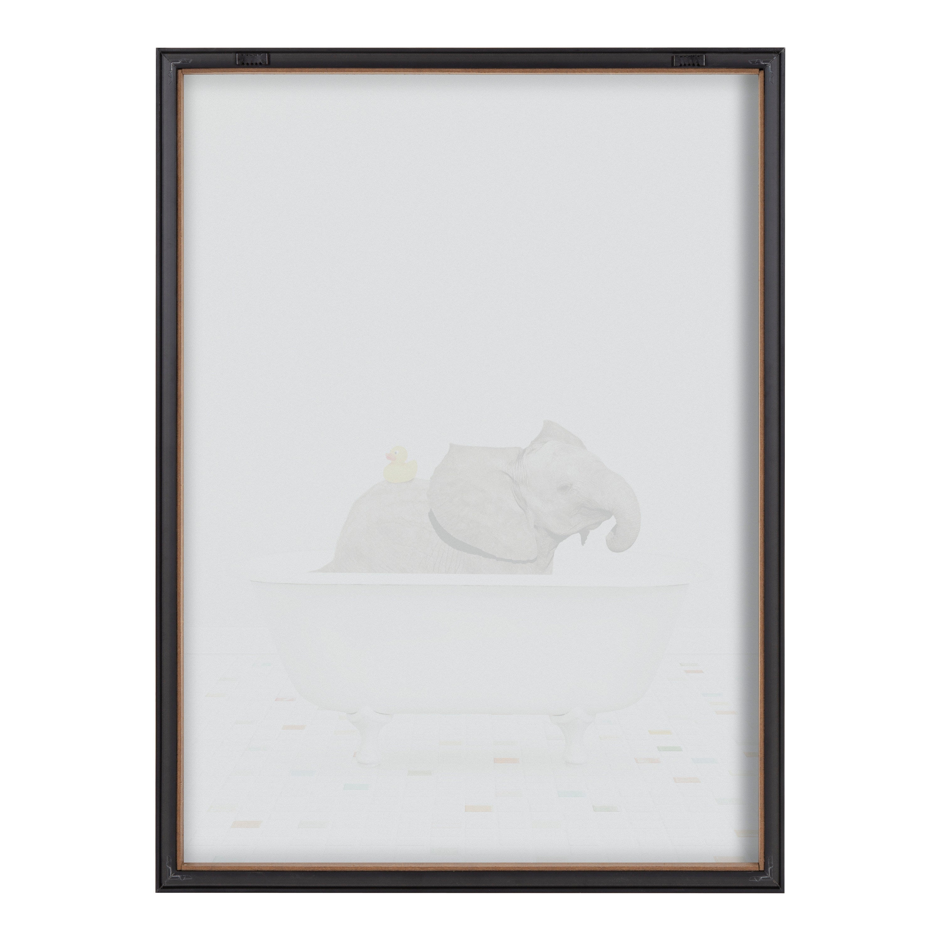 Blake Baby Elephant Bath Time with Rubber Ducky Framed Printed Glass by kateandlaurel - product image 4 for Resin Society