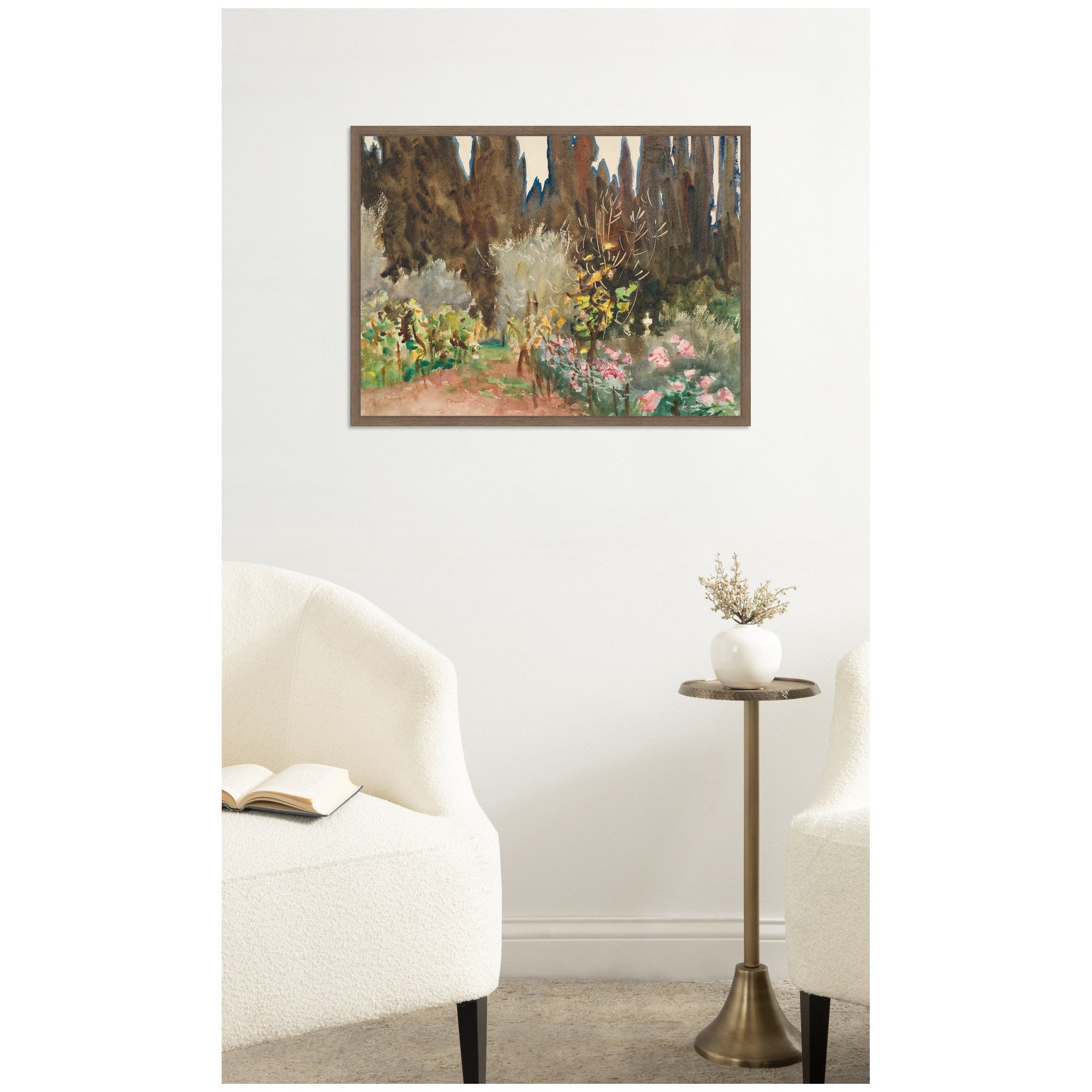 Gardens at Florence circa 1910 John Singer Sargent by Nostalgia Prints Framed Canvas Wall Art Print