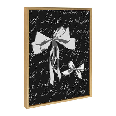 Sylvie Black White Bow Framed Canvas by Honey Island Studio
