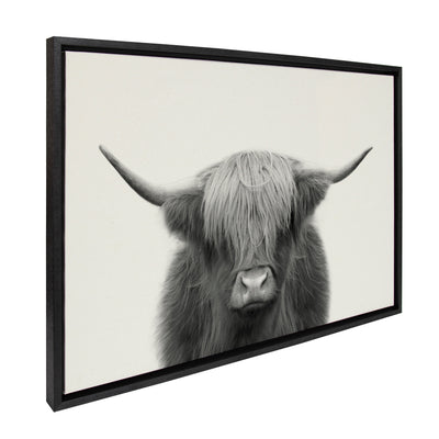 Sylvie Hey Dude Highland Cow Framed Linen Canvas