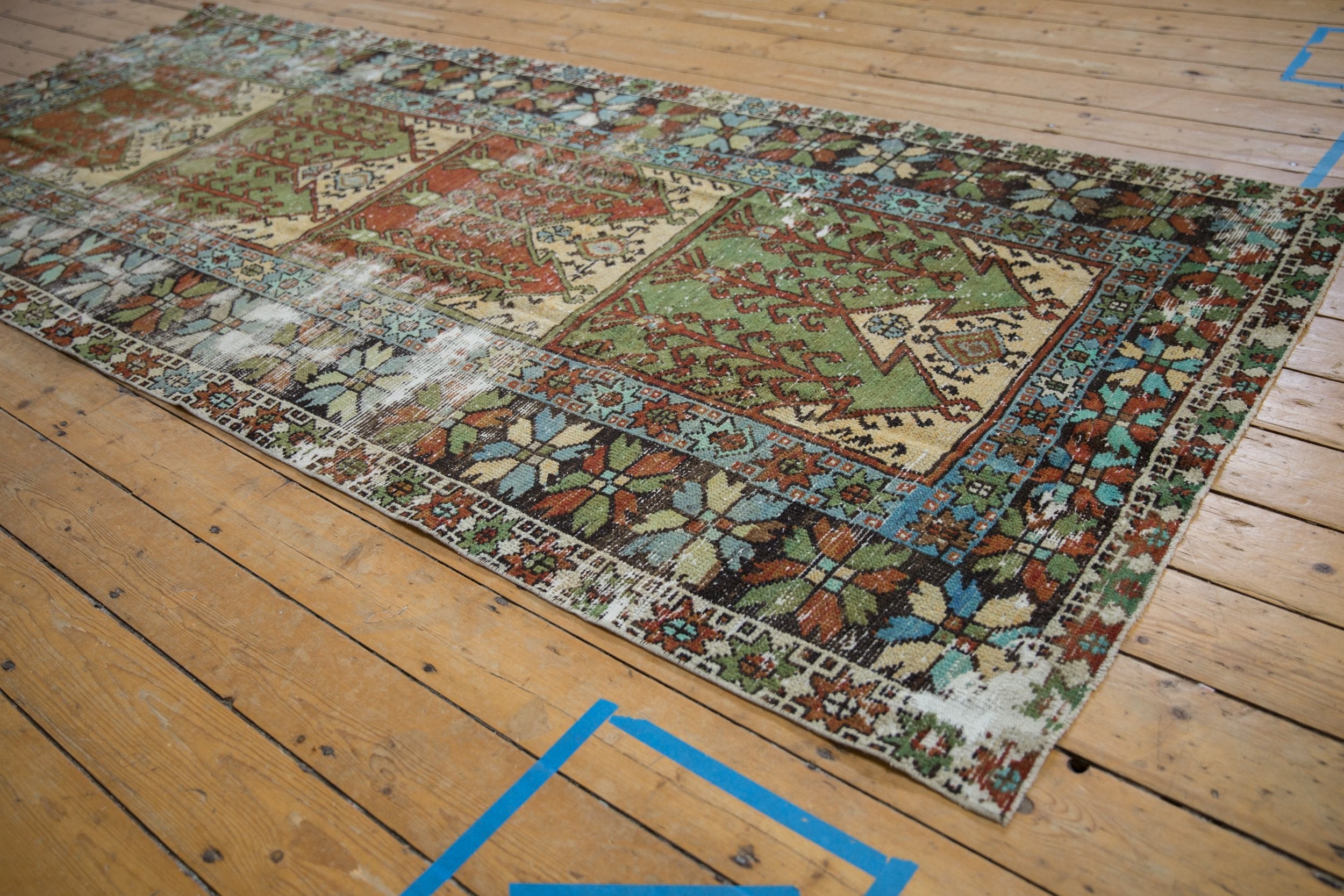 4.5x10.5 Vintage Distressed Oushak Rug Runner