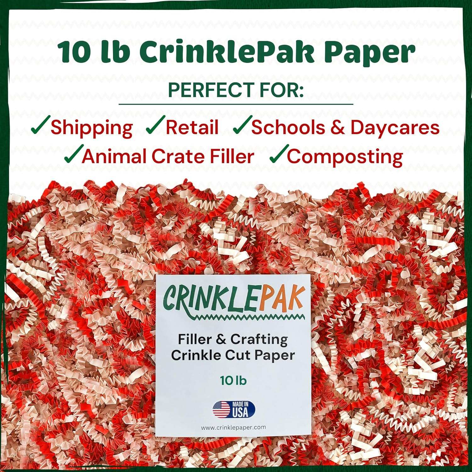 10 LB Candy Cane Crinkle Paper by CrinklePak - product image 2 for Resin Society