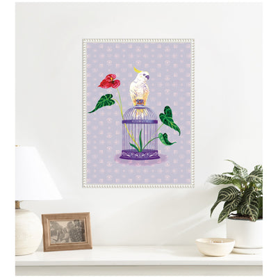 Cockatoo and Anthuriums by Lucia Gianello Framed Canvas Wall Art Print