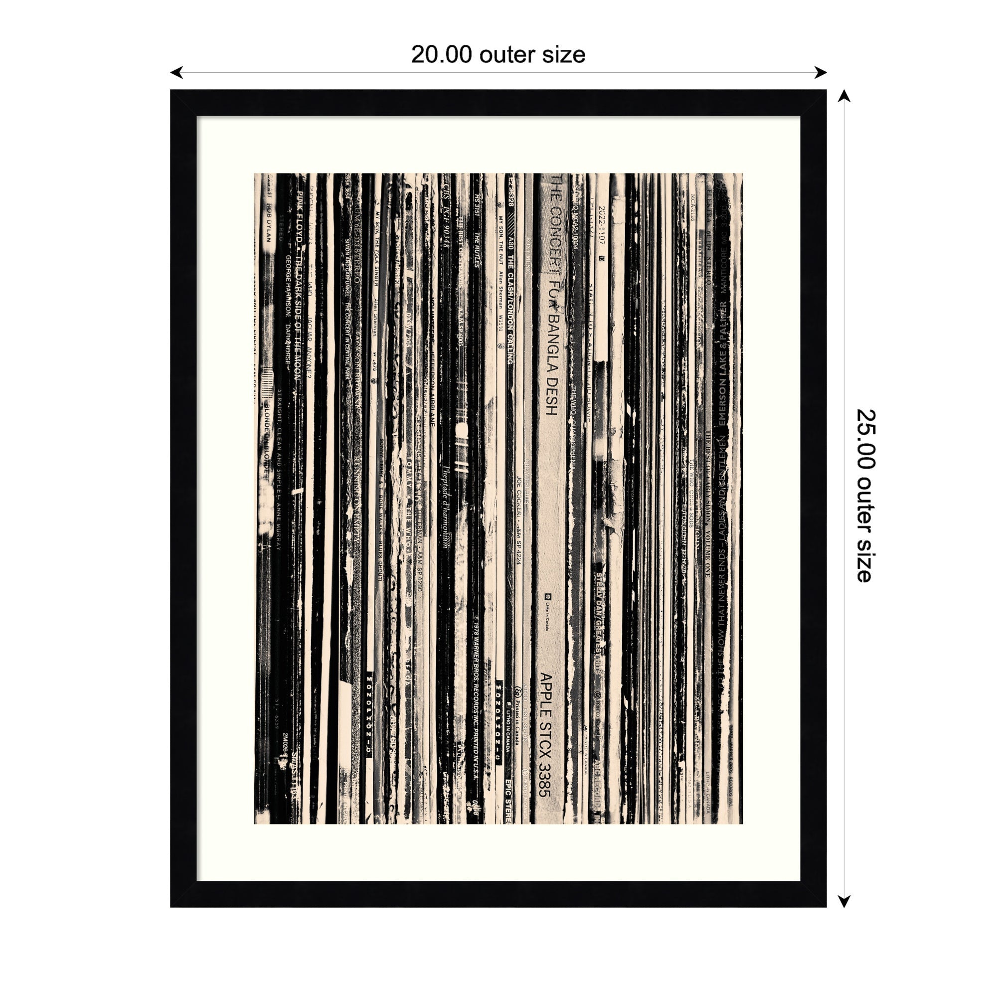 33 RPM Black and White by Robert Cadloff Framed Wall Art Print