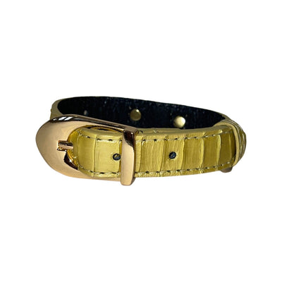 XS/S 7”-14” Light Yellow Patent Custom Snake Collar/Custom Gold Italian by Allysa Payne Beverly Hills - main product image for Resin Society