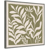 Sylvie Modern Minimalist Botanical Green and Neutral Linen Framed Canvas by The Creative Bunch Studio by kateandlaurel