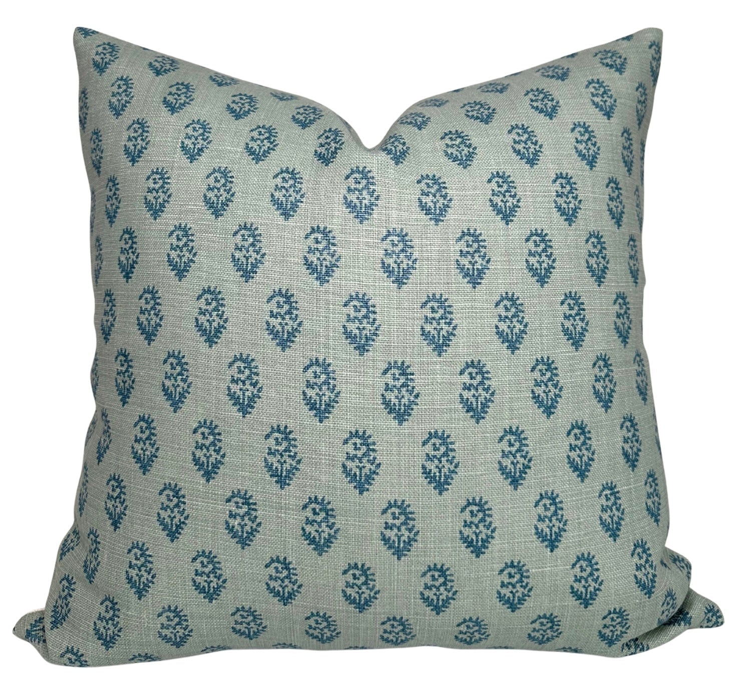 Rajmata Tonal Pillow Cover in blue tones on sofa