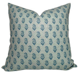 Rajmata Tonal Pillow Cover in blue tones on sofa