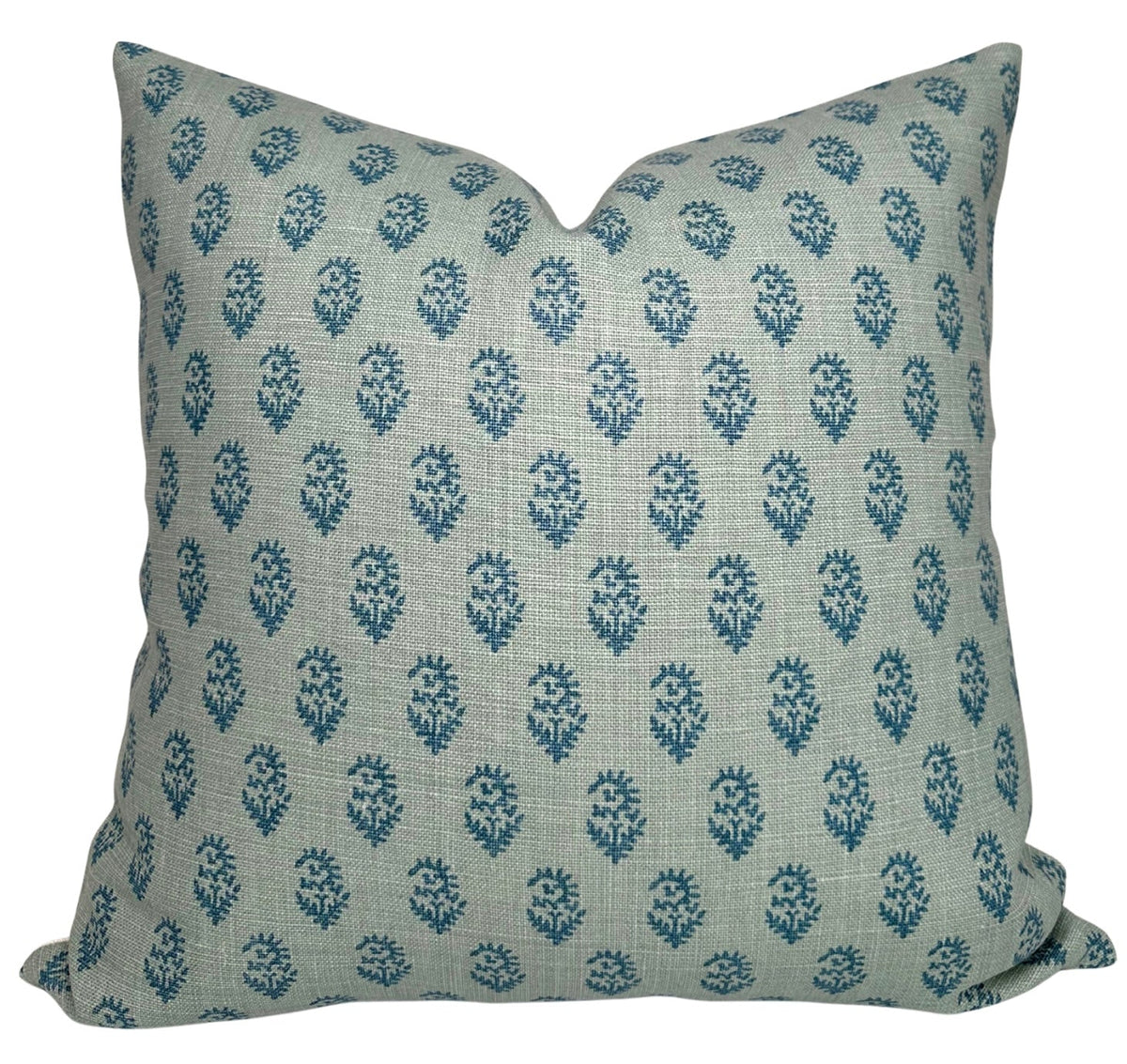Rajmata Tonal Pillow Cover in blue tones on sofa