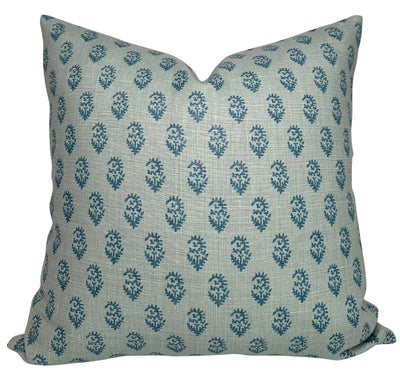 Rajmata Tonal Pillow Cover in blue tones on sofa