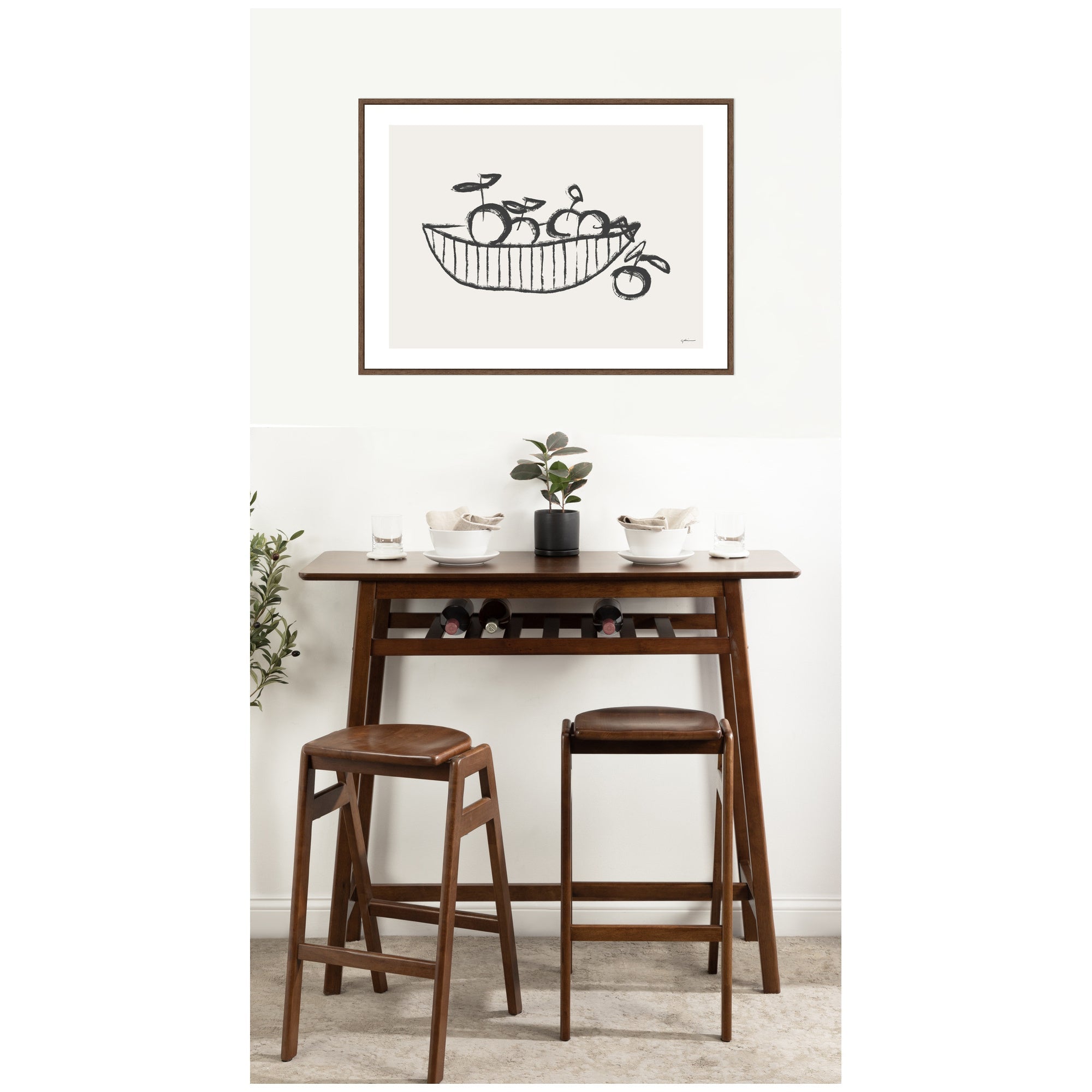 Orange Basket by Gabrielly Guedes Framed Canvas Wall Art Print