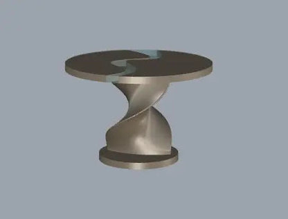 Round epoxy resin dining table with walnut wooden vortex base