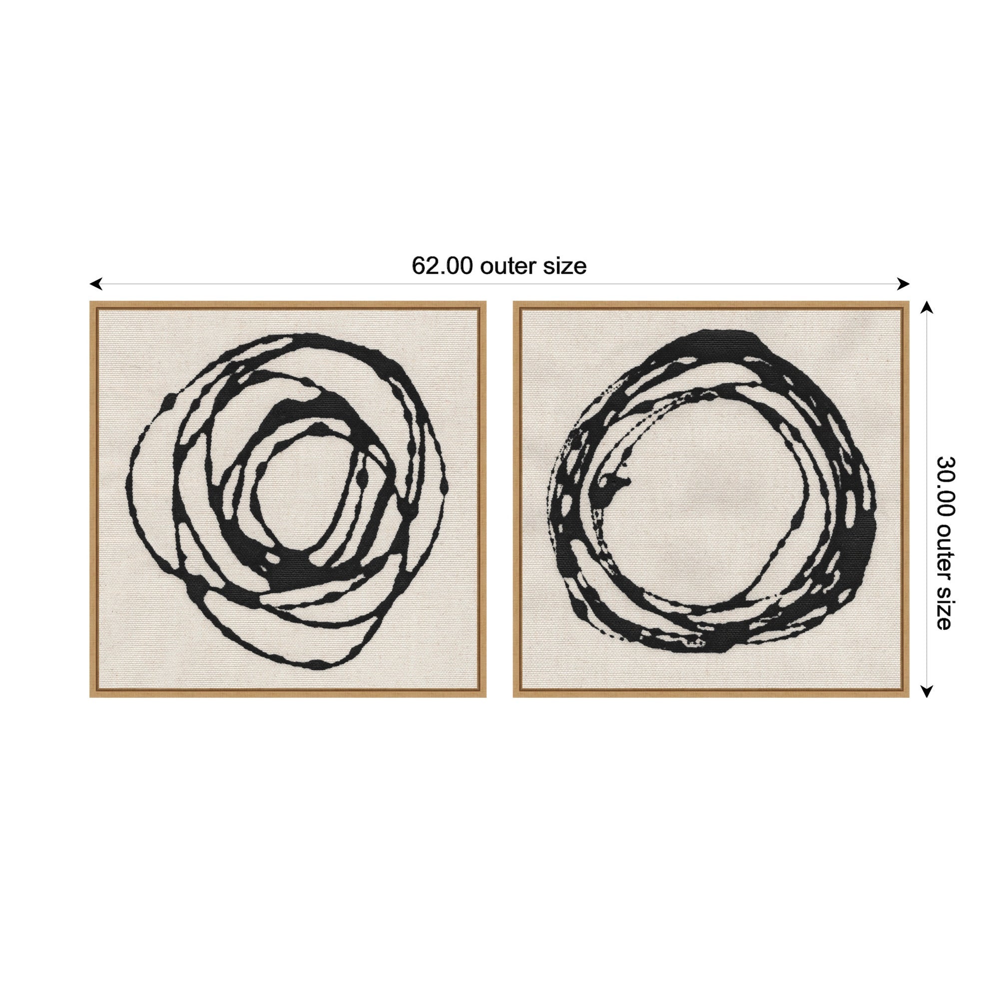 Sylvie Flowing Circle Abstracts - 2 Piece Framed Canvas Art Set