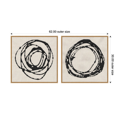 Sylvie Flowing Circle Abstracts - 2 Piece Framed Canvas Art Set