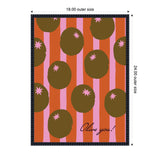 Framed canvas art featuring olive green circles with pink star shapes on vertical red and pink stripes, with script text 'Olive you!' at bottom right.