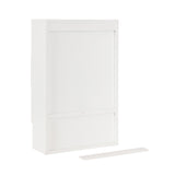 Rectangular white wall cabinet with a smooth front panel and a small separate horizontal piece below it, shown against a white background.