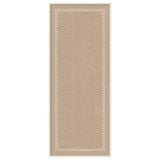 Rectangular beige pinboard with a white scalloped-edge pattern outlining the center area, framed in a simple white border, displayed vertically.